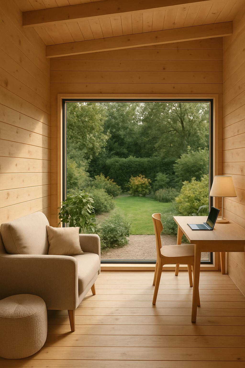 Scandinavian Garden Office with Natural Warmth
