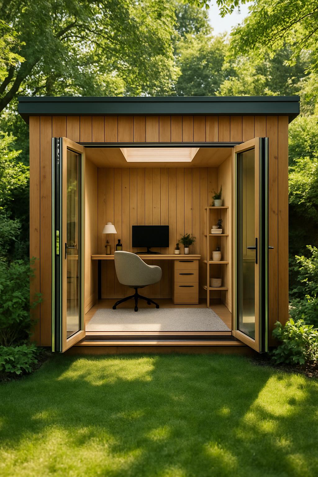 Cozy Backyard Office Design with Bi-Fold Doors