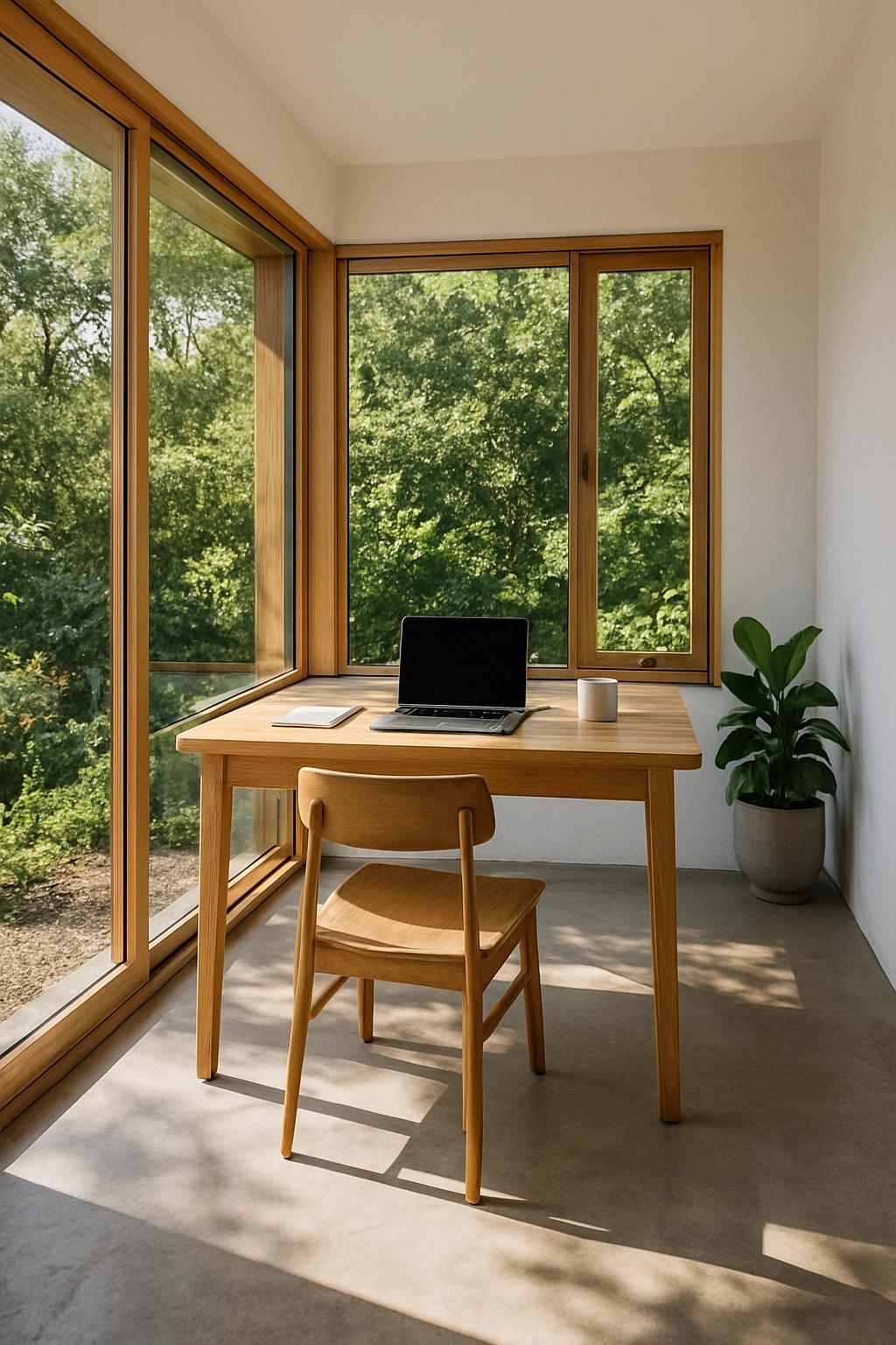 Minimalist Workspace with Clean Lines and Natural Materials